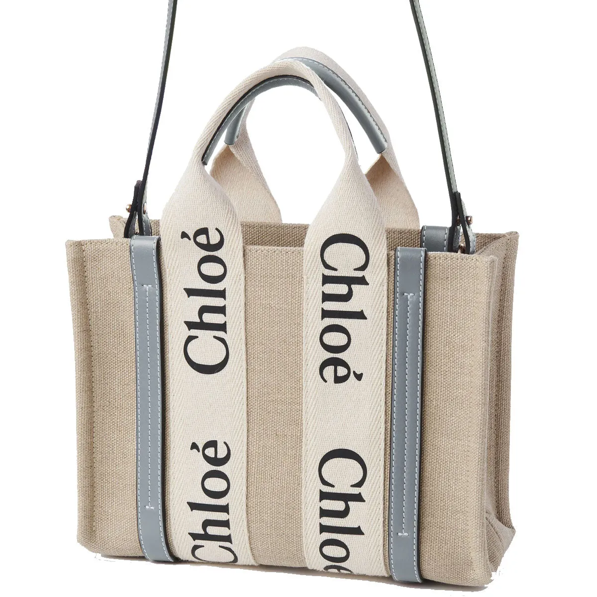 Woody Tote Small Strap Linen, Grey